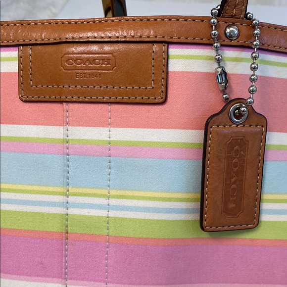 Coach Multi-colored Striped Tote. Pastels. A0969-F13552. - Picture 6 of 13